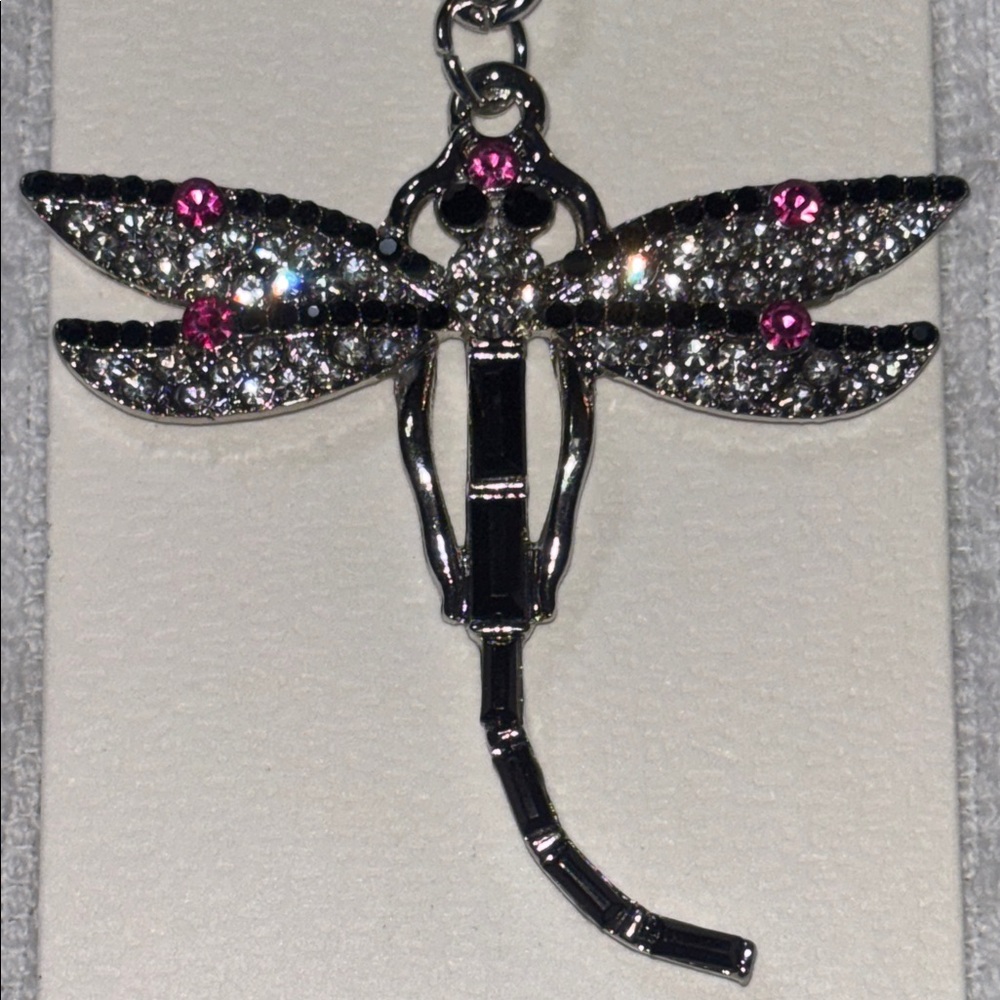 Dragonfly Keychain/Bag Charm with Pink/Black/Silver Accents - Picture 2 of 2